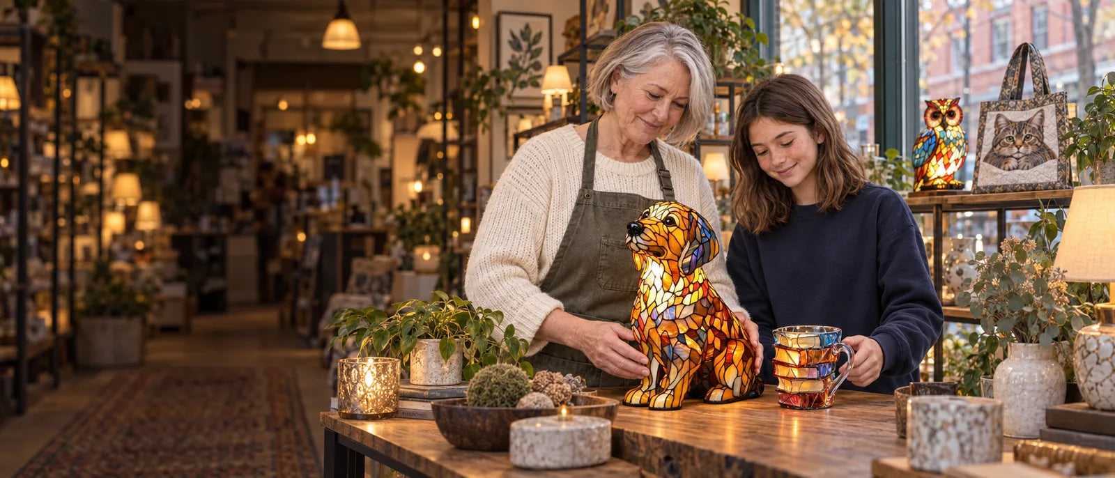Olivia and her granddaughter with the Interior Decoration collection