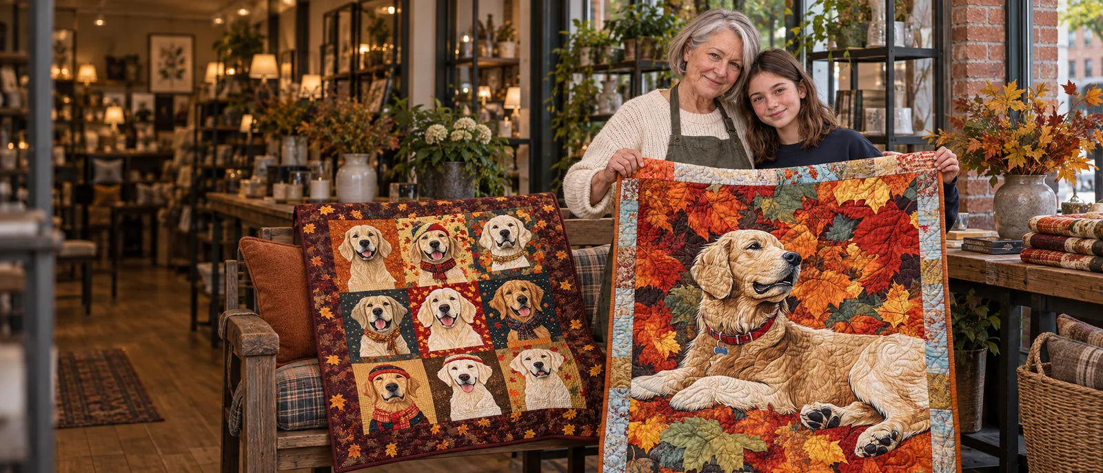 Olivia and her granddaughter with the Quilted Blankets collection