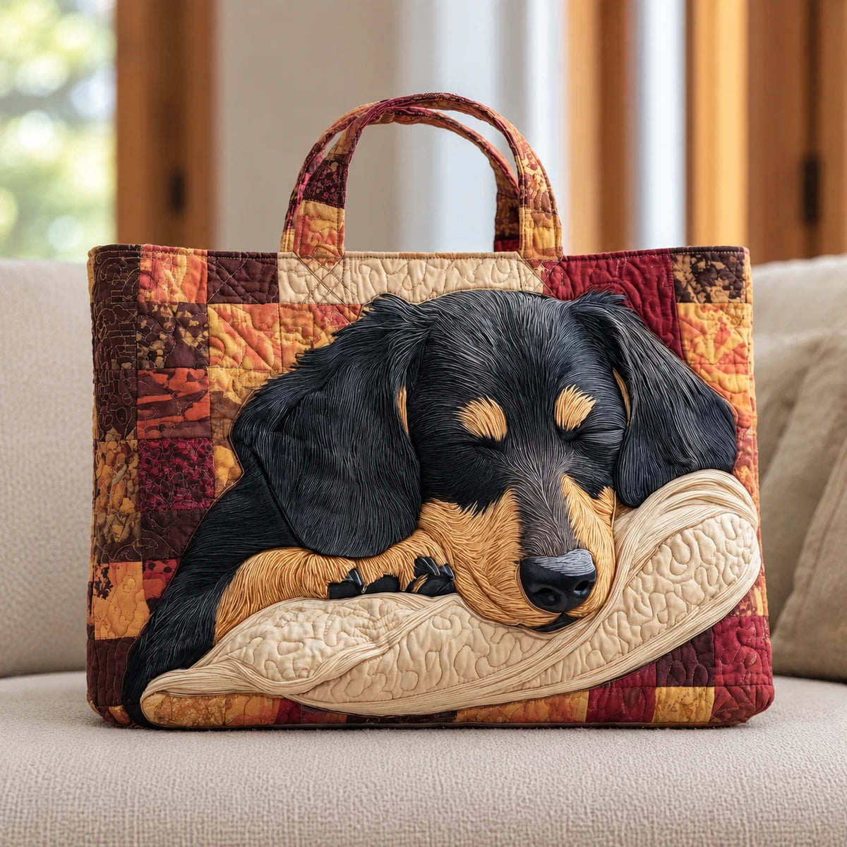 Sleeping Dachshund Tote Bag